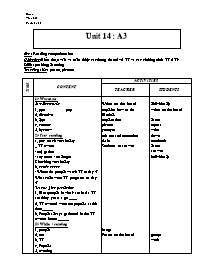 Giáo án môn Tiếng Anh Lớp 7 - Unit 14: A3