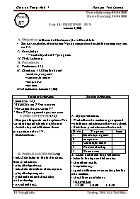 Giáo án môn Tiếng Anh Lớp 7 - Unit 14: Freetime fun - Lesson 4: B2 - Nguyễn Văn Lương