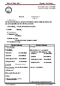 Giáo án môn Tiếng Anh Lớp 7 - Unit 15: Out going - Lesson 3: B1, 2 - Nguyễn Văn Lương