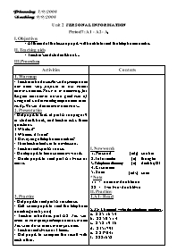 Giáo án môn Tiếng Anh Lớp 7 - Unit 2: Personal information (Bản 2 cột)