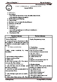 Giáo án môn Tiếng Anh Lớp 7 - Unit 2: Personal information - Lesson 4: B4, 5 - Nguyễn Hoàng Lê