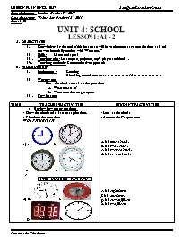 Giáo án môn Tiếng Anh Lớp 7 - Unit 4: School - Lesson 1: A1, 2