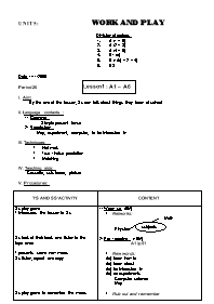 Giáo án môn Tiếng Anh Lớp 7 - Unit 5: Work and play - Period 26, Lesson 1: A1, A6