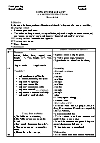 Giáo án môn Tiếng Anh Lớp 7 - Unit 9: At home and away - A. A holiday in Nha Trang - Lesson 4: A 4