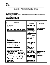 Giáo án môn Tiếng Anh Lớp 7 - Unit 9: Neighbors - B1.2