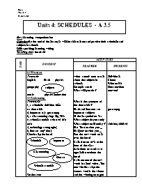 Giáo án môn Tiếng Anh Lớp 7 - Units 4: Schedules - A 3.5