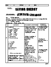 Giáo án môn Tiếng Anh Lớp 9 - Unit 7: Saving energy - Trương Minh Tâm