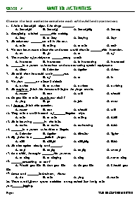 Bài tập thực hành môn Tiếng Anh Lớp 7 - Unit 13: Activities