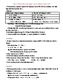 Đề cương ôn tập học kỳ II môn Anh Văn Lớp 7