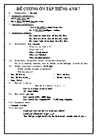 Đề cương ôn tập Tiếng Anh Khối 7