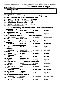 Đề kiểm tra 1 tiết học kì I môn Tiếng Anh 7 - Năm học 2011-2012
