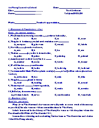 Đề kiểm tra 1 tiết (Tiết 78) môn Tiếng Anh Khối 8 - Trường THCS Tân Nghĩa