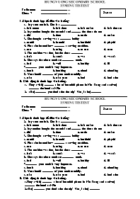 Đề kiểm tra 15 phút môn Tiếng Anh Lớp 7 - Hung Vuong secondary school