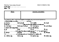 Đề kiểm tra 15 phút môn Tiếng Anh Lớp 7 - Mai Sao Secondary School