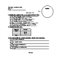 Đề kiểm tra 15 phút môn Tiếng Anh Lớp 7 - Tan Xuan secondary school