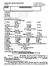 Đề kiểm tra 45 phút môn Tiếng Anh Lớp 7 - Tam Thanh secondary school