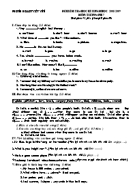 Đề kiểm tra học kì II môn Tiếng Anh 7 - Năm học 2008-2009