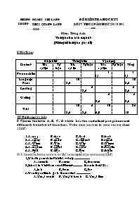 Đề kiểm tra học kỳ I Lớp 7 THCS môn Tiếng Anh - Năm học 2010-2011