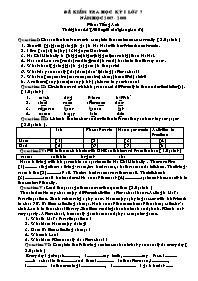 Đề kiểm tra học kỳ I môn Tiếng Anh 7 - Năm học 2007-2008 (Có đáp án)