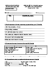 Đề kiểm tra môn Tiếng Anh Lớp 6 (Tiết 89) - Trường THCS Trần Phú (Có đáp án)