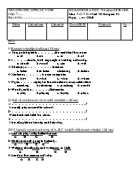Đề kiểm tra tiết môn Anh Văn Lớp 8 - Năm học 2010-2011