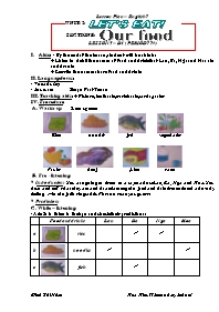 Giáo án môn Tiếng Anh 7 - Unit 12: Let's eat! - Section B: Our food - Lesson 5: B4