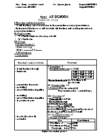 Giáo án môn Tiếng Anh 7 - Unit 4: At school - Period 20: A1.2.4 - Nguyen Quyen