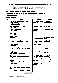 Giáo án môn Tiếng Anh Khối 7 - Học kì I (Chuẩn kiến thức)