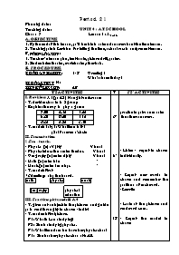 Giáo án môn Tiếng Anh Khối 7 - Period 21, Unit 4: At school - Lesson 1: A1-2,4