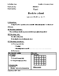 Giáo án môn Tiếng Anh Khối 7 - Period 5, Unit 1: Back to school - Lesson4: B4-B5