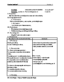 Giáo án môn Tiếng Anh Khối 7 - Unit 10: Health and hygiene (Bản 2 cột)