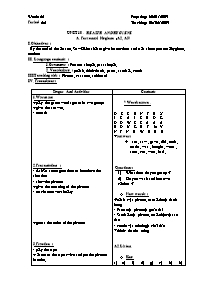 Giáo án môn Tiếng Anh Khối 7 - Unit 10: Health and hygiene - Period 62: A. Personnal Hygiene (A2, A3)