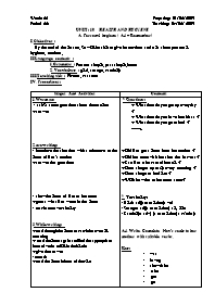 Giáo án môn Tiếng Anh Khối 7 - Unit 10: Healt