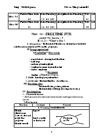 Giáo án môn Tiếng Anh Khối 7 - Unit 14: Freetime fun - Period 86, Lesson 4: B1, 2-What’s on ? - Trường THCS Ngam La