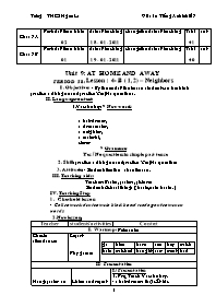 Giáo án môn Tiếng Anh Khối 7 - Unit 9: At home and away - Period 58, Lesson 4: B1, 2-Neighbors - Trường THCS Ngam La