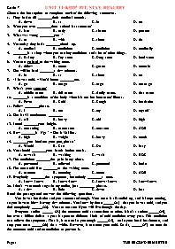 Giáo án môn Tiếng Anh Lớp 7 - Bài tập Unit 11: Keep fit, stay unit healthy