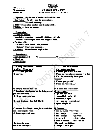 Giáo án môn Tiếng Anh Lớp 7 - Học kì 2 - Mạnh Quỳnh