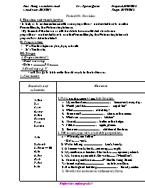 Giáo án môn Tiếng Anh Lớp 7 - Period 18: Revision - Nguyen Quyen