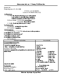 Giáo án môn Tiếng Anh Lớp 7 - Period 20, Unit 4: At school - Lesson 1: Schedules (A1, 2) - Nguyễn Thừa