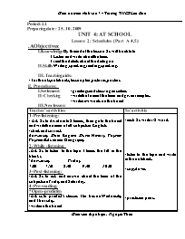 Giáo án môn Tiếng Anh Lớp 7 - Period 22, Unit 4: At school - Lesson 2: Schedules (Part A 4, 5) - Nguyễn Thừa