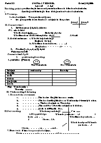 Giáo án môn Tiếng Anh Lớp 7 - Period 22, Unit 4: At school - Lesson 2: A4, 5