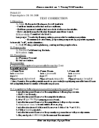 Giáo án môn Tiếng Anh Lớp 7 - Period 25: Test correction - Nguyễn Thừa