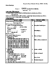 Giáo án môn Tiếng Anh Lớp 7 - Period 3, Unit 1: Back to school - Lesson 2: A2 - Nguyễn Ngọc Khánh