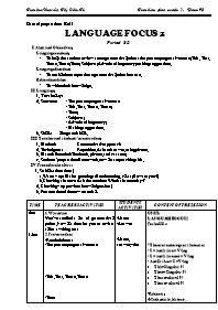 Giáo án môn Tiếng Anh Lớp 7 - Period 38: Language focus 2 - Nguyễn Thị Cẩm Tú