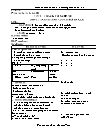 Giáo án môn Tiếng Anh Lớp 7 - Period 4, Unit 1: Back to school - Lesson 3: Names and addresses (B1, 2, 3) - Nguyễn Thừa