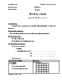 Giáo án môn Tiếng Anh Lớp 7 - Period 5, Unit 1: Back to school - Lesson 4: B4-B5 - Le Thi Kim Oanh