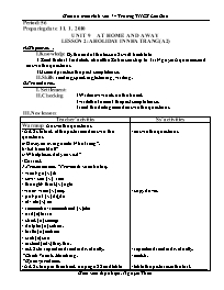 Giáo án môn Tiếng Anh Lớp 7 - Period 56, Unit 9: At home and away - Lesson 2: A holiday in Nha Trang (A2) - Nguyễn Thừa