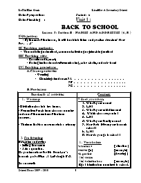 Giáo án môn Tiếng Anh Lớp 7 - Period 6, Unit 1: Back to school - Lesson 5: Section B. Names and addresses (6, R)