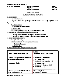 Giáo án môn Tiếng Anh Lớp 7 - Period 60: Language focus - Nguyen Huu Hoai