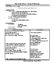 Giáo án môn Tiếng Anh Lớp 7 - Period 60, Unit 9: At home and away - Language focus 3 - Nguyễn Thừa